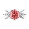Anillo de plata esterlina S925 transfronterizo para mujer, con diseño de flor de hielo 8A, circonita, estilo femenino, dulce, rosa, geométrico, con diamantes de alto carbono.