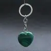 Colgante con Forma de Corazón Transfronterizo 30*12mm Llavero Piedra Natural Cristal Rosa Corazón de Melocotón Joyería DIY Más Vendida