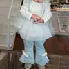 Pantalones Acampanados de Encaje Estilo Coreano para Niñas, Novedad Primavera y Otoño 2026, Lindos, Dulces, Versátiles, Jeans con Cintura Elástica para Bebés