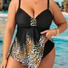 Traje de baño de leopardo talla extra para mujer en stock, de una pieza sin tirantes conservador adelgazante para vacaciones, traje de baño sexy talla extra para mujer, traje de baño talla extra para mujer