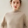 Suéter Pulôver de Cashmere Feminino 2026 Gola Alta Meia-Calça Cor Sólida Ombro Raglã Malha Grossa Casual Solto Outono Inverno