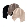 Gorro de punto con punto de panal y abertura 100% cachemir puro Protección contra el frío Otoño e Invierno Gorro de punto cálido Protección para los oídos al aire libre Gorro para el frío