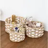 Cesta de armazenamento de corda de papel trançada à mão transfronteiriça, caixa de armazenamento para itens diversos de mesa e lanches, armazenamento de cosméticos, cesta de armazenamento de palha