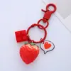 Lindo Llavero de Corazón Girly con Fresa Llavero Personalizado para Coche Popular Femenino Creativo Colgante Pequeño para Bolso Joyería Colgante