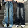 Pantalones infantiles de comercio exterior 2026 nuevo modelo jeans para niñas estilo primavera y otoño modernos pantalones cargo de otoño para niños mayores