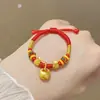 Pulsera de Hilo Rojo con Amuleto de la Suerte Pequeño de Oro Puro 999, Tejida a Mano con la Palabra '' y Cierre de Seguridad, Venta al por Mayor para Fuentes de Transmisión en Vivo