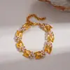 Cadena de Suéter Ajustable con Hojas Empalmadas de Perla de Imitación y Circonita Europea y Americana Estilo Palacio Retro Lujo Accesible Collar de Gama Alta para Mujeres