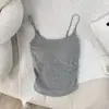 Top Slim de Cor Doce sem Costas para Mulheres no Verão com Pregas, Apresentando um Sutiã Embutido e uma Base de Camisola