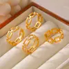 Anillo de empalme cuadrado geométrico Hepburn Wind, nuevo, de acero de titanio chapado en oro de 18 quilates, con diseño de nicho, sensación de apertura, venta al por mayor