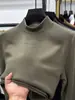Capa base térmica de cuello alto para hombre, Otoño e Invierno, Engrosada, Cálida, Forro polar de doble cara, Sudadera interior con doble solapa, Camiseta de manga larga para hombre