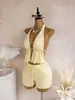 Maiô Feminino para Férias na Praia Estilo Novo Europeu e Americano 2026, Cor Sólida, Fofo, Casual, Amarração nas Costas, Conjunto de Duas Peças