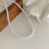 Colar Minimalista com Pingente de Bola Escovada para Mulheres, Corrente de Clavícula Geométrica Irregular Versátil para Camadas, Corrente de Pescoço Estilo Cool