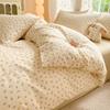 Elegante Vida Estilo Pastoral Americano Juego de Cuatro Piezas de Algodón Puro, Estilo B&B Natural Sábana Ajustable de 1.8m, Ropa de Cama de Algodón Puro