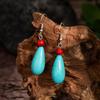 Aretes Largos de Gota de Agua Turquesa Bohemios Vintage Distintivos Joyería para la Oreja Mariposa Flor Xizang Gancho para la Oreja Gota para la Oreja Mujer