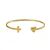 Pulsera Cruz Venta Caliente Acero Inoxidable Nicho Moda Simple Cruz Corazón Abierta Ajustable Regalo para Mujer
