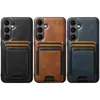 Funda para teléfono Samsung S26Ultra con ranura para tarjetas S25Plus Carga inalámbrica Soporte magnético Magsafe Funda de cuero