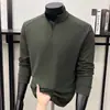 Moletom masculino com lã de ovelha, seda e veludo, novo modelo outono 2026, camisa básica casual masculina de alta qualidade com gola alta