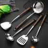 Juego multifuncional de cinco piezas de utensilios de cocina de acero inoxidable 304: espátula para cocinar, cuchara para sopa, colador, cucharón para fideos, espátula para freír, juego de cocina para el hogar