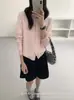 Cárdigan de punto de lunares pequeños estilo coreano para mujer, nueva colección otoño/invierno, cuello redondo, corte holgado, versátil, adelgazante, manga larga, top de mezcla de lana