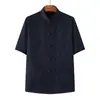 Traje Tang de Verano para Hombre de Manga Corta para Papás de Edad Media y Mayores, Camisa de Verano para Papá, Ropa de Estilo Chino de Seda Helada para Personas Mayores