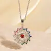 Collar Ojo Maligno Transfronterizo Europeo y Americano Zircón Gota de Aceite Latón Chapado en Oro Colgante de Collar Ojo del Diablo Bohemio