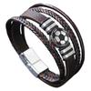 Temu moda quente transfronteiriça pulseira de metal de futebol personalidade da moda acessórios de futebol preto e branco pulseira de couro joias