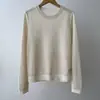 BORBOTIE Ropa de Punto para Mujer 2026 Otoño/Invierno Nuevo BC Lentejuelas Mezcla de Lino y Algodón Cuello Redondo Manga Larga Top