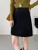 Produto de Bem-Estar, Sem Devoluções ou Trocas Saia Curta de Lã Estilo Coreano para Mulheres, Justa ao Corpo e Emagrecedora Saia Evasê E6250