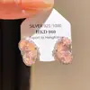 Brinco Duplo Coração Sombra de Jade ~ Agulha de Prata Zircônia Coração Gota de Água Brincos de Atmosfera Fresca Luxo Leve Acessórios de Brincos de Alta Qualidade para Mulheres