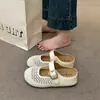 Mules Femininas Mary Jane Slip-On Trançadas Vazadas, Adequadas para Uso Externo, Versáteis de Verão 2026, Sandálias Preguiçosas de Malha com Solado Grosso