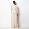 Fotos Reais de Roupas Femininas para Exportação - Vestido Longo Elegante Franzido Slimming Retrô Francês de Manga Longa com Ajuste na Cintura