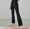 Pantalones de yoga acampanados de cintura alta holgados para mujer, nylon fitness alta elasticidad deportivos para exteriores lulu pantalones de yoga, efecto alargador de piernas