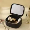 Bolsa de Maquiagem com Espelho de LED Portátil para Viagem Grande Capacidade Organizador de Cosméticos Bolsa de Beleza à Prova d'Água com Espelho com Luz de Preenchimento por Toque