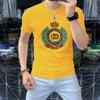 Camiseta de manga corta para hombre de algodón mercerizado 2024 detalles nueva moda europea bordado artesanal pesado juventud cómoda cuello redondo marea