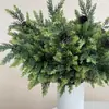 Hojas artificiales de pino y ciprés para decoración navideña, decoraciones de hojas de pino para ventas transfronterizas de Amazon, decoraciones de plantas verdes artificiales, flores artificiales