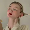 Gafas Elegantes Sin Montura para Miopía para Mujer, Disponibles con Graduación, Bloqueo de Luz Azul, Varillas Doradas, Montura de Titanio Puro, Gafas Cuadradas Sin Graduación para Hombre