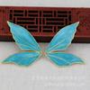 Acessórios de Joalheria Imitação Jade Gotejamento de Óleo Feito à Mão DIY Cobre com Preservação de Cor 48*48mm Asas de Borboleta Azul Queimado B3246