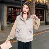 Nova moda 2026 colete de algodão para mulheres, outono e inverno, curto, sem mangas, caimento solto, estilo coreano, peça externa