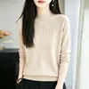 Cuello semialto, prenda base de punto adornada con pedrería, suéter pullover de manga larga para mujer, diseño elegante y sofisticado con intrincados detalles de pedrería, top de punto para otoño e invierno