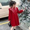 Vestido de Ano Novo Feminino Estilo Princesa Outono/Inverno Novo para Vestir Moda Festiva para Meninas do Ensino Fundamental e Médio Saia