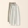Calça Casual Cor de Damasco para Primavera, Nova Moda Primavera e Outono 2026, Cintura Alta, Slim, Corte Reto, Calça Social