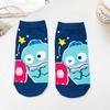 Calcetines de Algodón Peinado Transfronterizos Lindos Dibujos Animados Perro Blanco Pez Azul Rectos Casuales Cortos de Tobillo Algodón Puro Bajos