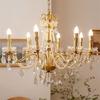 Lustre de pérola de cristal estilo creme francês estilo americano europeu Villa Sala de estar Sala de jantar Quarto Lustre de vela