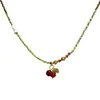 Collar Versátil Estilo Pastoral Primavera y Verano Blanco Rojo Cereza Cadena de Clavícula Choker de Gama Alta Nicho para Mujer