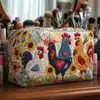 Bolso acolchado con patrón de pollito lindo transfronterizo, bolsa de cosméticos multifuncional, impresión digital, directo del fabricante