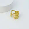 Anel de Aço Inoxidável Transfronteiriço com Design de Concha e Caranguejo, Anel Aberto Ajustável, Estilo Nicho de Luxo, Joia de Aço Titânio Dourado 18K, Não Desbota