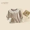 Camiseta Básica Outonal para Meninas 2026 Nova T-shirt de Manga Longa Primavera e Outono para Bebês e Crianças Pequenas, Top Feminino Estilo Coreano Classe A, Tendência