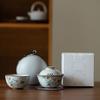 Conjunto de Xícaras de Chá Rápido da Fornalha Ru Vintage - Um Bule e Uma Xícara Conjunto de Chá de Viagem, Estilo Japonês Portátil Esmalte Rachado, Caixa de Presente Personalizável para Cerimônia de Chá Kung Fu