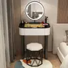 Tocador Apartamento Pequeño Madera Maciza Dormitorio Moderno Simple Lujo Ligero Estilo Crema Tocador de Pizarra de Gama Alta Gabinete Mesa