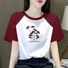Camiseta de Manga Curta Color-Blocking Transfronteiriça para Mulheres, Nova Moda Coreana de Verão, Rejuvenescedora e Emagrecedora, Top Único e Distinto